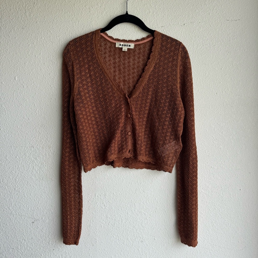 Boden Women's Rust-Brown Open Cardigan - Picture 4 of 11